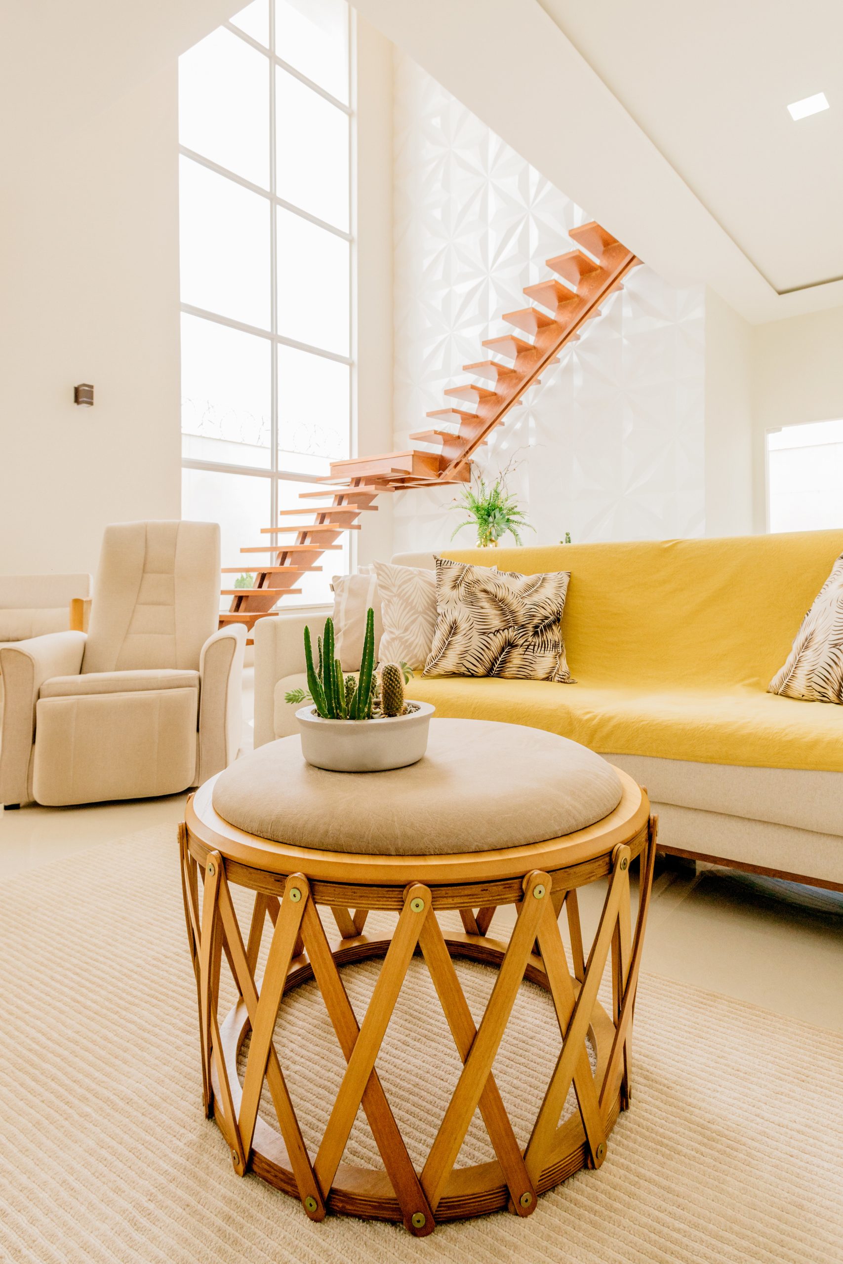 A vertical shot of a modern table in a nice living room